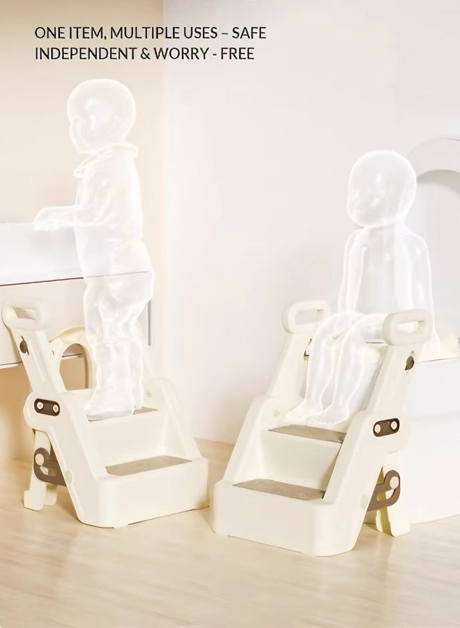 Berma Baby مقعد مرحاض، مقعد تدريب على استخدام المرحاض للأطفال الصغار، مقعد تدريب على استخدام المرحاض 2 في 1 مُحسّن للأولاد والبنات، سجادة مبطنة مقاومة للماء مع مسند خطوة غير قابل للانزلاق - Image 2