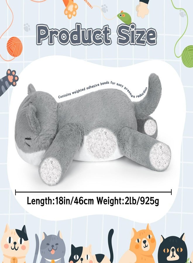 Leokawin قطة محشوة ثقيلة الوزن من ليوكاوين للأطفال، 18 بوصة، 2 رطل، وسادة قطيفة ثقيلة الوزن، قطة رمادية كبيرة ناعمة ولطيفة، لعبة قطيفة مثالية كهدية في أعياد الميلاد والكريسماس - Image 5
