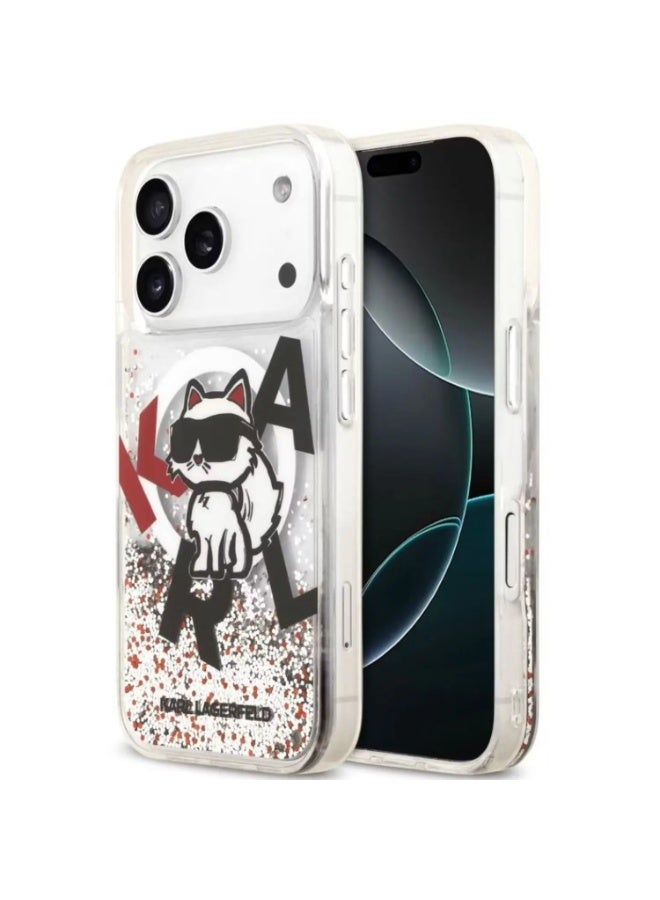 كارل لاغرفيلد جراب كارل لاغرفيلد ماج سيف السائل اللامع باللون الأبيض لهاتف آيفون 17 برو - KLHMP17LLCHSCTDT - Image 3