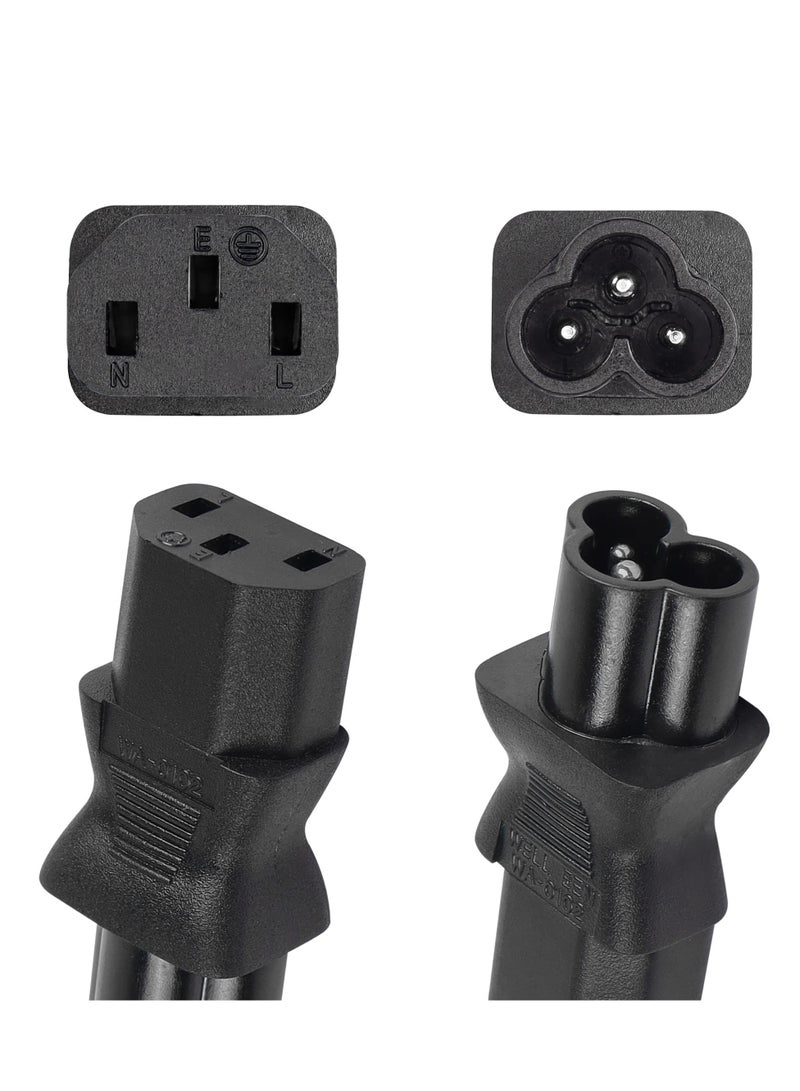 Excefore 2 Pack C13 Female to Male C6 Power Adapter, C13 to C6 3-Pin AC Converter Plug, Laptop Mains Cable Converter - Image 2