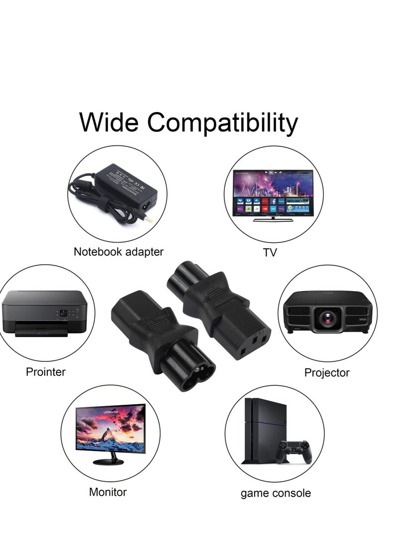 Excefore 2 Pack C13 Female to Male C6 Power Adapter, C13 to C6 3-Pin AC Converter Plug, Laptop Mains Cable Converter - Image 4