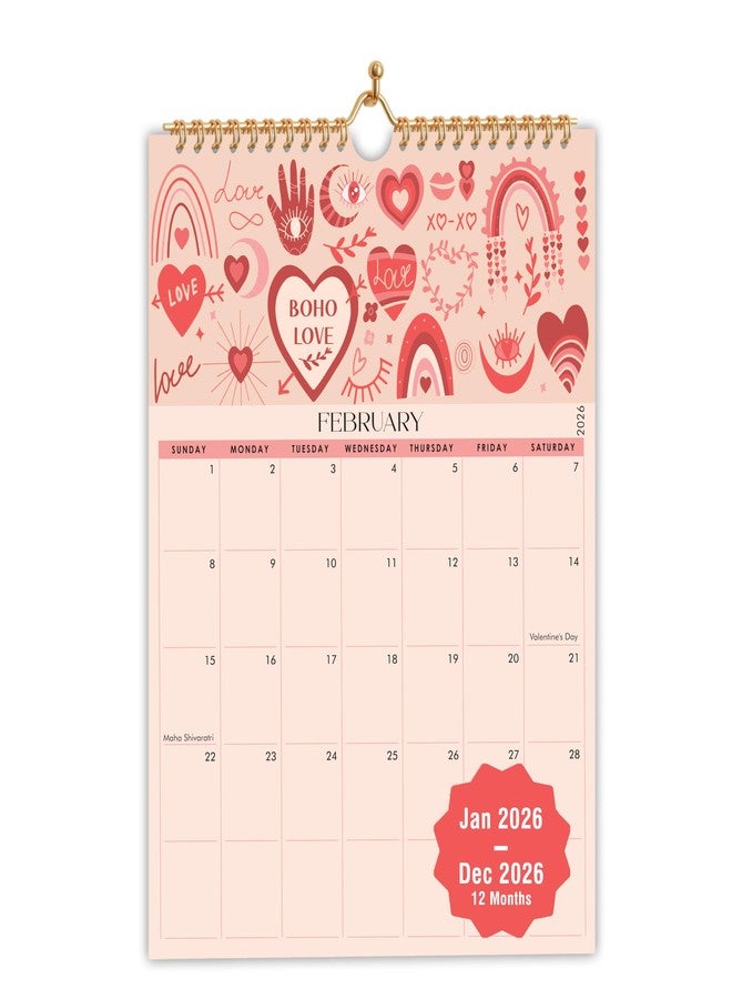 mudrit Wall Calendar 2026, 12 months planner from Jan 2026 - Dec 2026, Spiral Bound for Office, Home, Family, Business, School, Appointment Planning, Size- 12" X 17" - Image 1