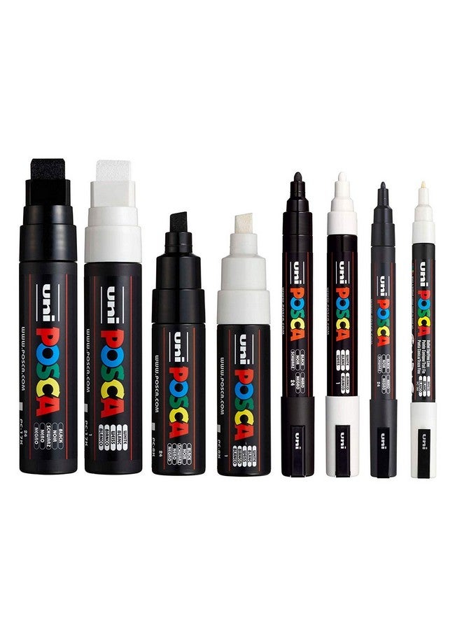 بوسكا مجموعة من 8 قطع (Pc-17K، Pc-8K، Pc-5M، Pc-3M) باللونين الأبيض والأسود من المتوسط إلى الكبير