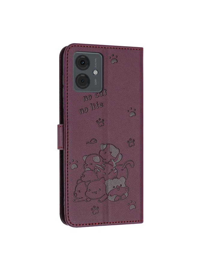 اس-توب جراب لهاتف Motorola Moto G14، جراب جلدي منقوش عليه صورة قطة صغيرة مع حبل تعليق - Image 3