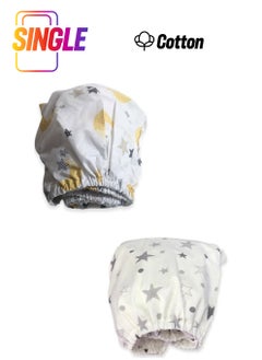Bebek Özel Baby Special Cotton Baby and Kids Fitted Sheet with Yellow Moon and Gray Stars 70X160 (2 Pieces) 