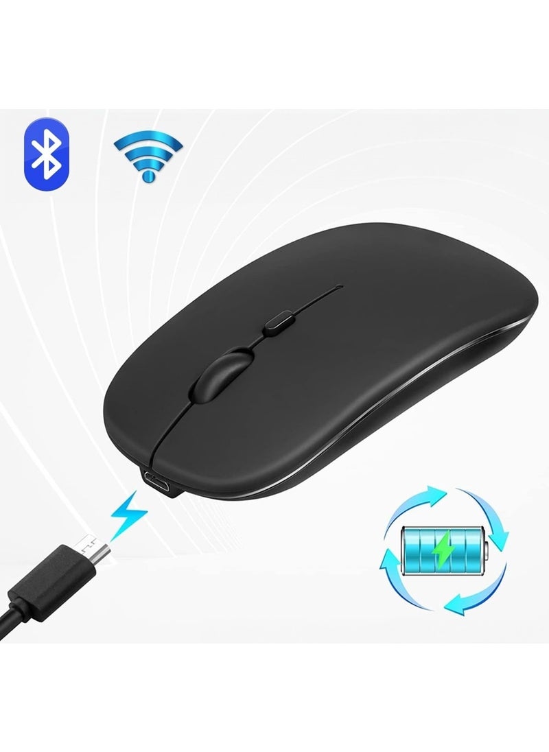 Hymark Silent Click Rechargeable Dual Mode Bluetooth Wireless 2.4ghz Black Mouse  - Image 1