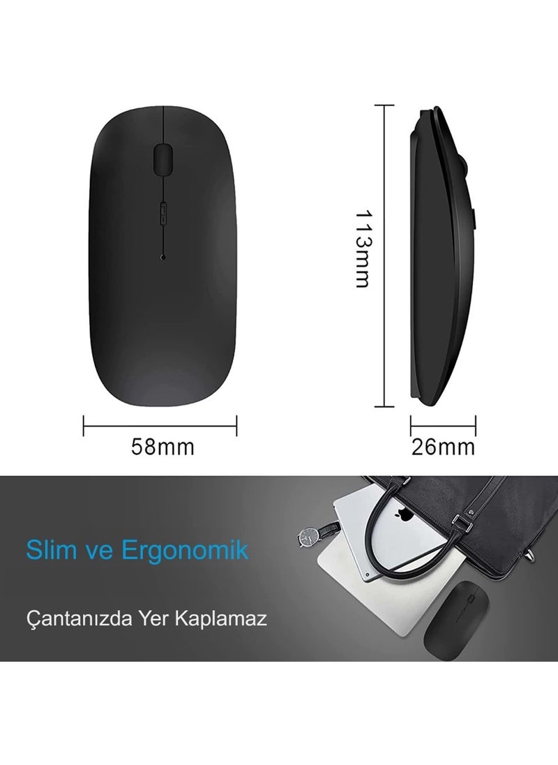 Hymark Silent Click Rechargeable Dual Mode Bluetooth Wireless 2.4ghz Black Mouse  - Image 5