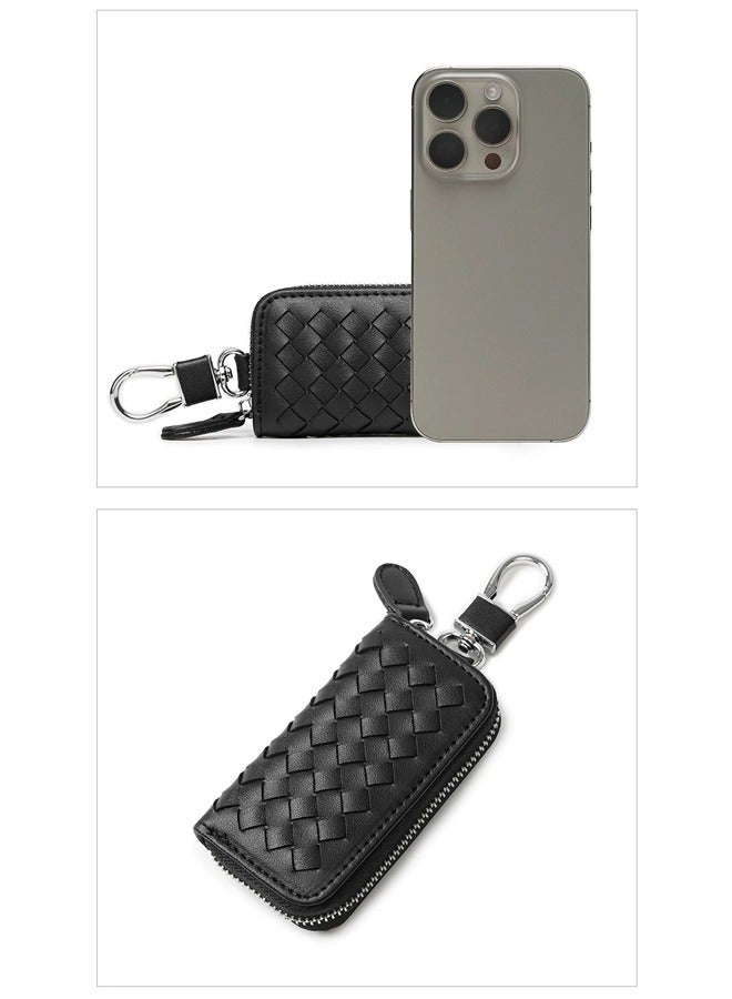 Generic PU Leather Car Key Wallets Men Key Holder Housekeeper Keys Organizer Zipper Key Case  - Image 3