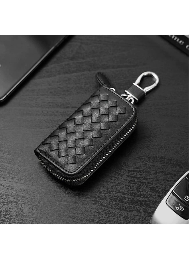 Generic PU Leather Car Key Wallets Men Key Holder Housekeeper Keys Organizer Zipper Key Case  - Image 5