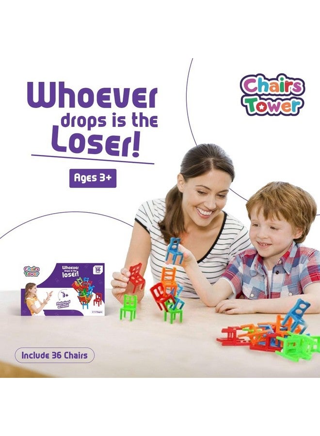 Goyal's Chair Tower Game 36 Pcs (6 Different Colors) - Stack Tower Blocks, Swing Stack Balance Building Block Interactive STEM Toy for Ages 3+ - Image 5