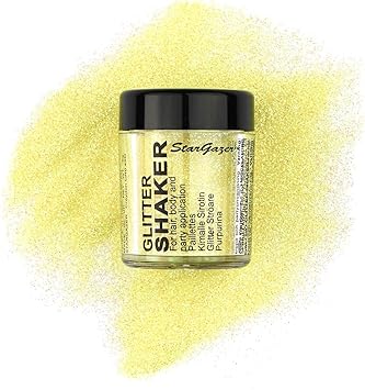 Stargazer Pastel Glitter Shaker Yellow Cosmetic glitter powder for use on the eyes lips face body hair and nails - Image 1