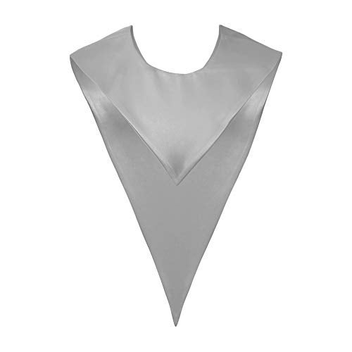 Endea Graduation Premium Adult V Stole Solid Color Unisex (Silver) - Image 1