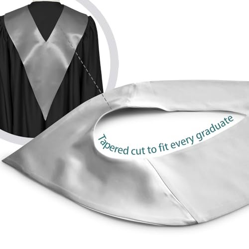 Endea Graduation Premium Adult V Stole Solid Color Unisex (Silver) - Image 4