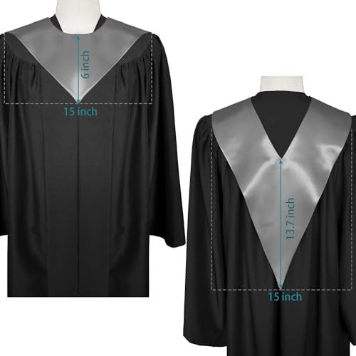 Endea Graduation Premium Adult V Stole Solid Color Unisex (Silver) - Image 3
