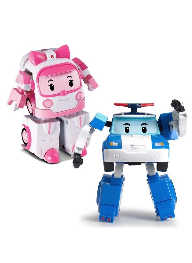 Robocar Poli [2 Pack] Poli + Amber Transforming Robot Toys 4" Transformable Action Figure Toy Holiday Toy Gifts  - Image 2