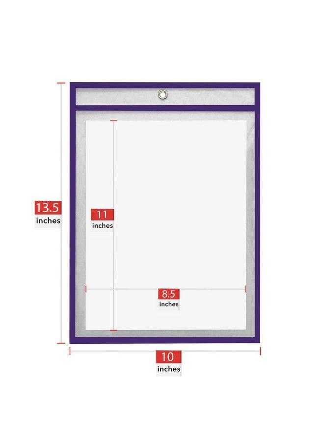 Essex Wares - 6 Pack Dry Erase Pocks Purple By Essex Wares For Teacher Lessons In A Classroom Or For Use At Your Home Or Office Fits Standard Paper 10” X 13.5” - Image 1
