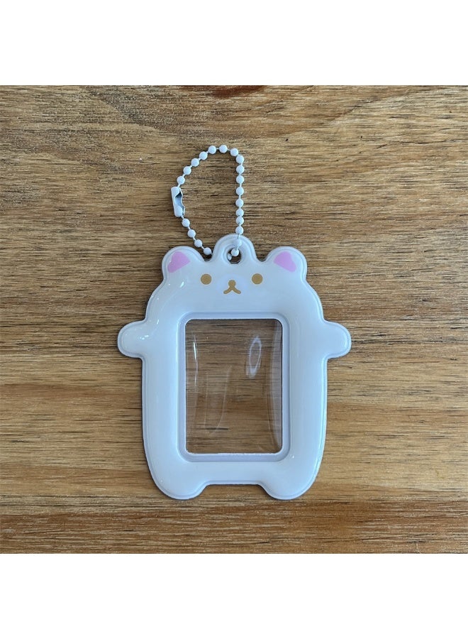NIBEMINENT 1 - Piece Cute Relaxed Bear Kpop Photo Card Holder Pendant Key Chain ID Badge Holder ID Card Holder Photo Card Protector for School ID Office ID Access Card for Women Girls - Image 1