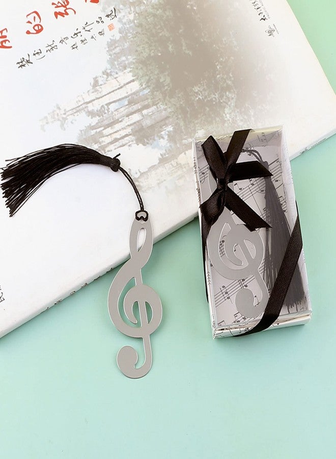 Khakho 48 Pieces Metal Music Bookmark with Black Tassel,Hollow Musical Notes Bookmarks, Gift for Birthday, Valentine's Day, Mother's Day, Teacher's Day (Silver) - Image 4