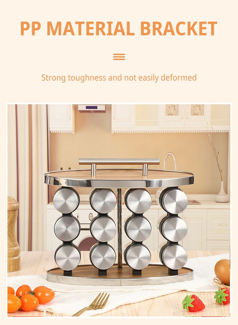 LEOKOR 12 Pcs Spice Jars Set with Spice Rack, Spice Rack Organizer Seasoning Rack for Kitchen Countertop Stainless Steel Spice Rack with Funnel and Spice Labels - Image 4