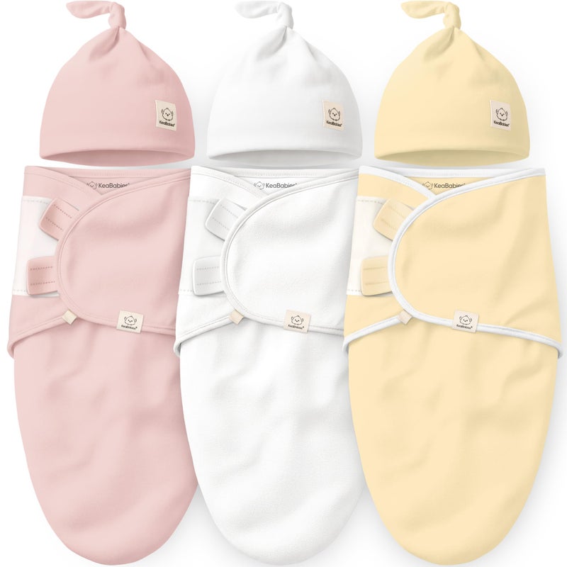 KeaBabies 3Pack Organic Swaddles for Newborns Girls Boys with Hats Soft Cotton Baby Sleep Sacks 03 Months Breathable Baby Hats and Swaddles 03 Months Newborn Essentials Must Haves Daffodil - Image 2