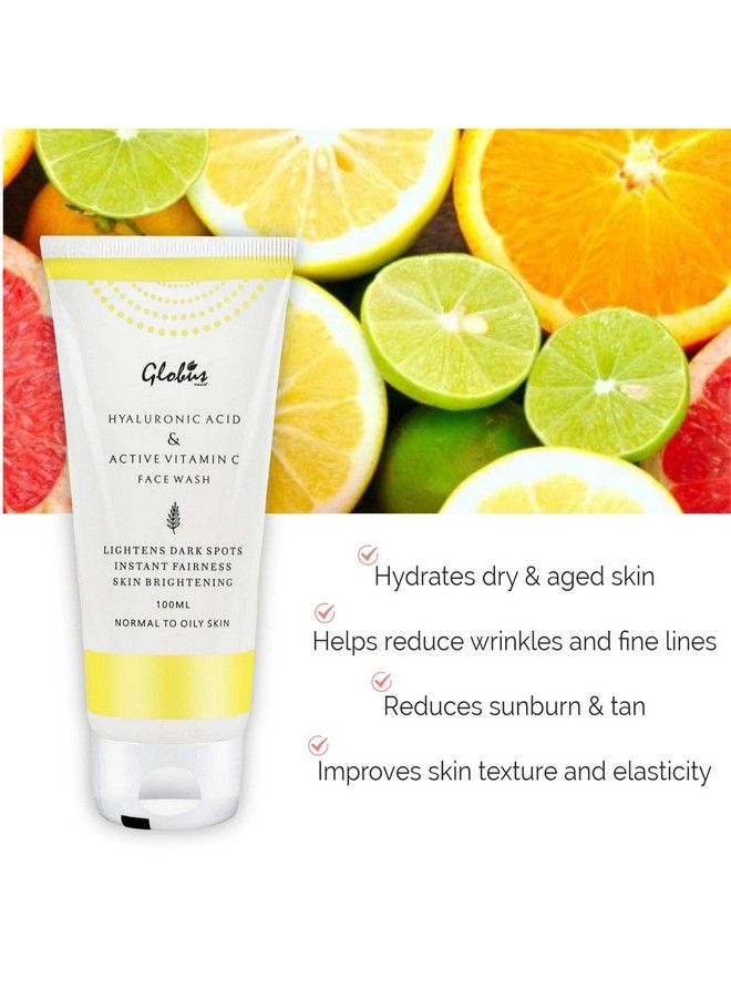 Globus Remedies Globus Natural Antiageing Face Wash With Hyluronic Acid And Vitamin C 100 Ml - Image 4