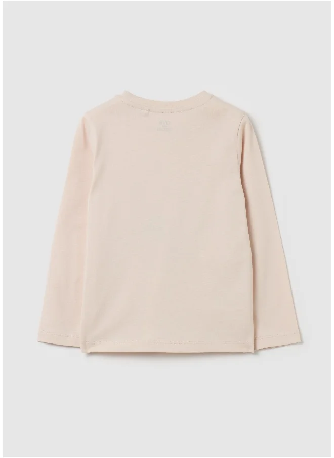 او في اس T-shirt with glitter print and long sleeves