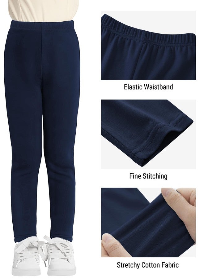 VOGRYE 2 Pack Girls Leggings Thick Cotton Leggings for Kids Full Length Pants Stretchy, Navy,pink, 5 Years - Image 2