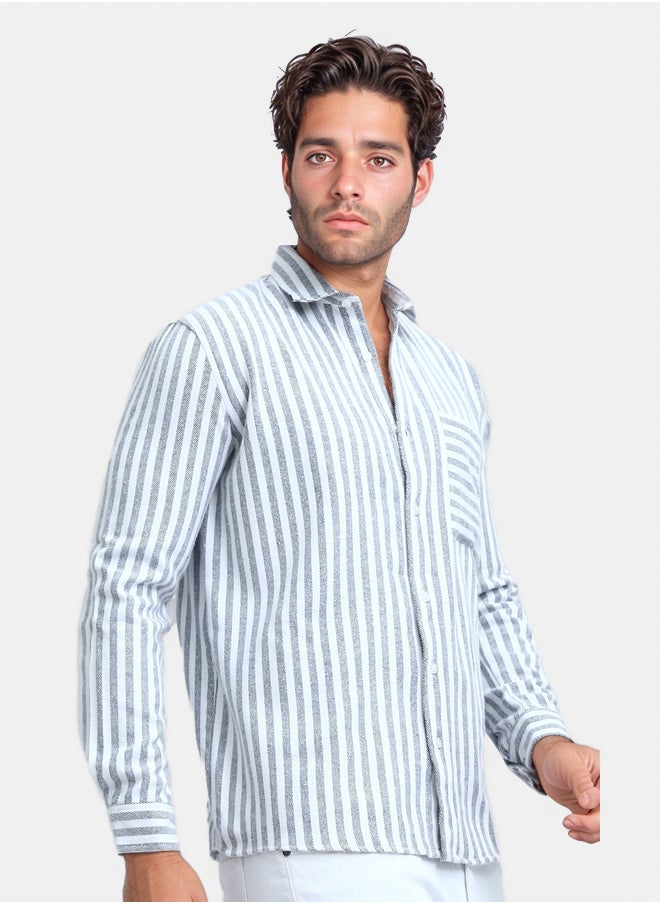 RAVIN Long Sleeve Stripes Shirt with Front Pocket  - Image 4