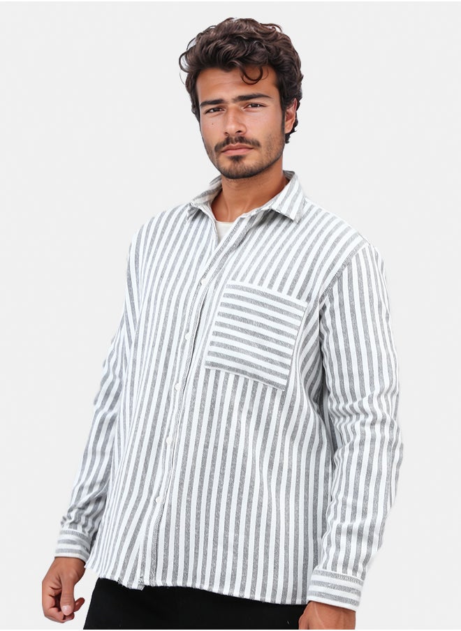 RAVIN Long Sleeve Stripes Shirt with Front Pocket  - Image 3