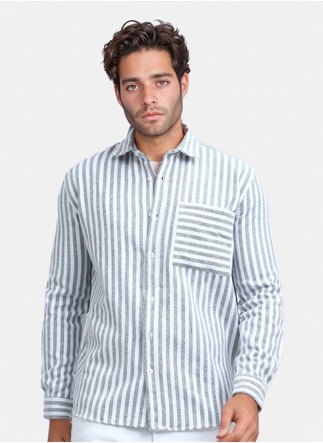 RAVIN Long Sleeve Stripes Shirt with Front Pocket  - Image 2