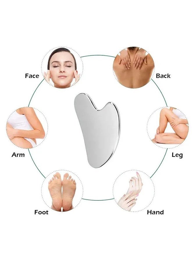 Gua Sha Facial Tool, Stainless Steel GuaSha Face Lift Massage Beauty Metal Skin Care Board Scraping Self Skincare Massager Lift Anti-Aging & Wrinkles  Exerciser Tools - Image 4
