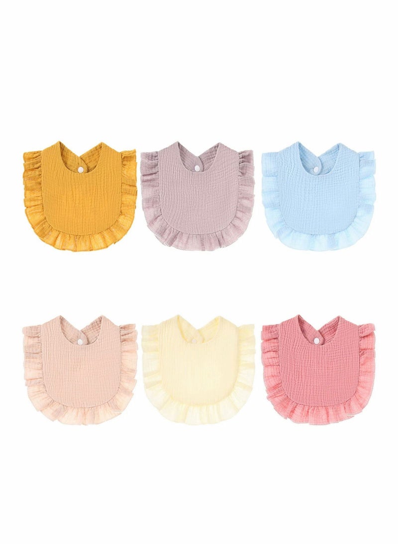 6 Pack Muslin Baby Bibs Multi-color 4 Layer Organic Cotton Super Soft Absorbent for Boys Girls Newborn 0-2 Years Old - Image 1