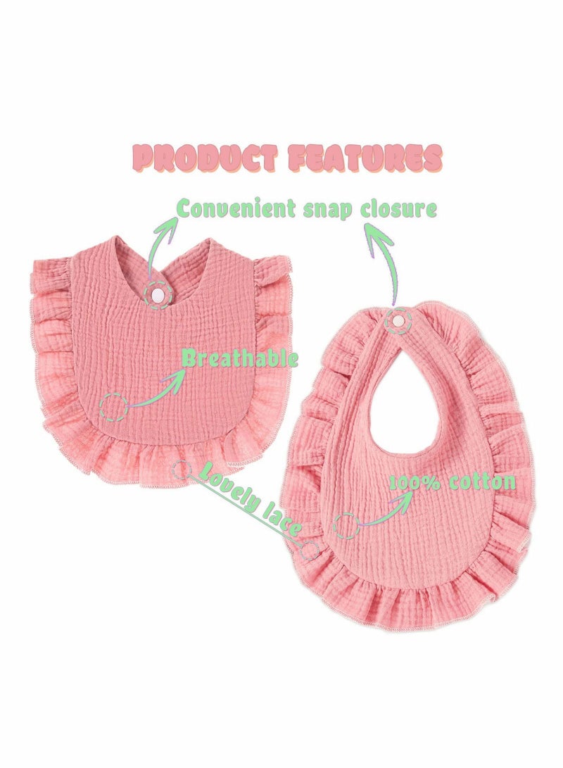 6 Pack Muslin Baby Bibs Multi-color 4 Layer Organic Cotton Super Soft Absorbent for Boys Girls Newborn 0-2 Years Old - Image 4