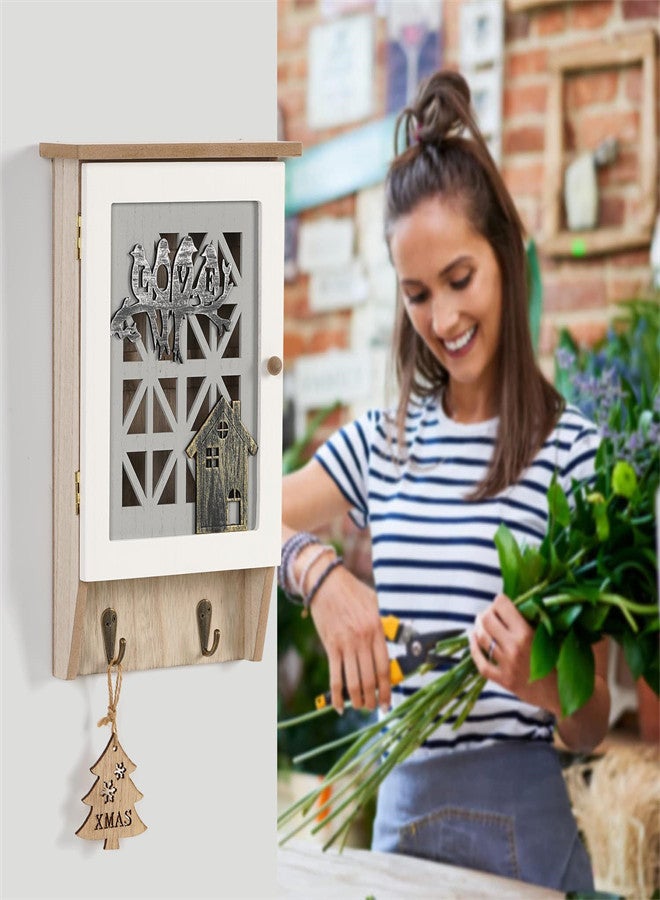 Luckam Wooden Key Holder for Wall, Key Cabinet Rustic Decorative Key Storage Box Key Hangers with 8 Hooks for Home Decor Office Entryway Hallway Bedroom Living Room - Image 5