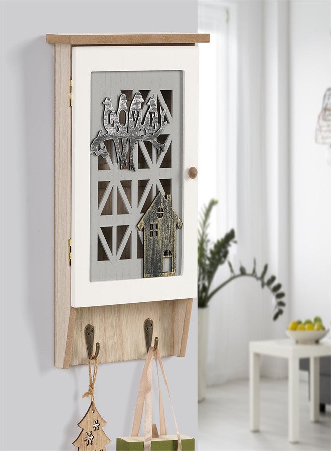 Luckam Wooden Key Holder for Wall, Key Cabinet Rustic Decorative Key Storage Box Key Hangers with 8 Hooks for Home Decor Office Entryway Hallway Bedroom Living Room - Image 3