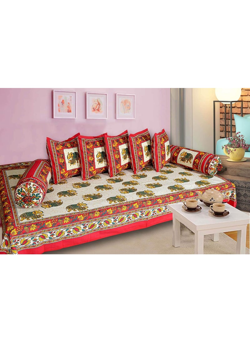 SkyKross - Everyday A New Thing SkyKross Everyday A New Thing Special Animal Printed Pure Soft Cotton Diwan Cover Set 8 Pcs Set 5 Cushion Cover2 Bolster Cover1 Bedsheet  - Image 1