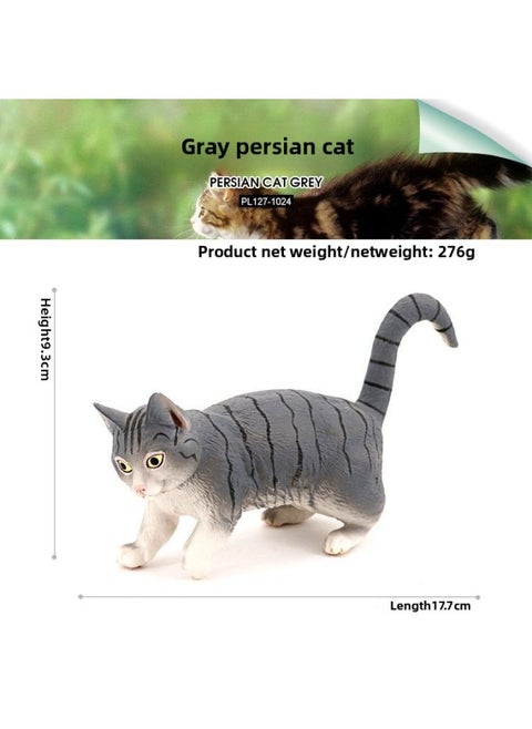 Children's Simulation Animal Model Pet Cat Black And White Cat Persian Cat Siamese Cat Yin And Yang Eye Cat Cognitive Toy Ornaments-Color:PL127-1024 Gray Persian Cat