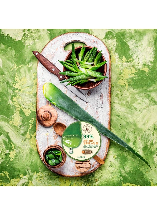 THESAEM [The Saem] Jeju Fresh Aloe Soothing Gel 10.1 Fl.Oz. (300Ml) 99% Aloe Vera Hydrates & Dry Itchy & Damaged Skin  - Image 4