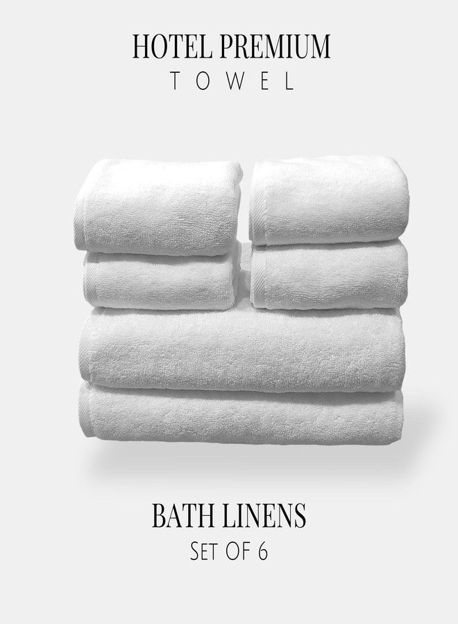LABHAM® Hotel Premium White Bath and Hand Towels Set of 6 - 100% Cotton, Ultra-Soft 700 GSM, Super Absorbent & Quick Dry, Anti-Microbial | 2 BathTowels (75x150 cm) 4 Hand Towels (40x60 cm) - Image 2