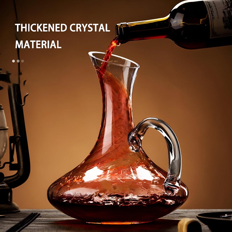 Decanter - Premium crystal glass red wine decanter with a comfortable handle, 60.8 fluid ounces capacity, high-end wine aerator with an elegant spout and air-enhancing design for richer aroma. - Image 3