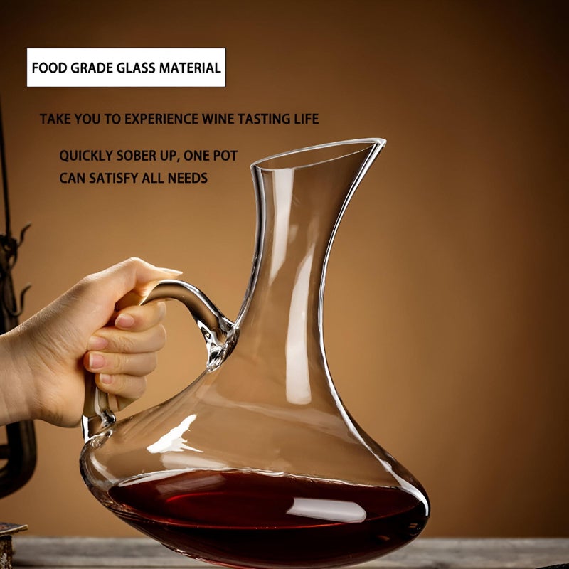 Decanter - Premium crystal glass red wine decanter with a comfortable handle, 60.8 fluid ounces capacity, high-end wine aerator with an elegant spout and air-enhancing design for richer aroma. - Image 2