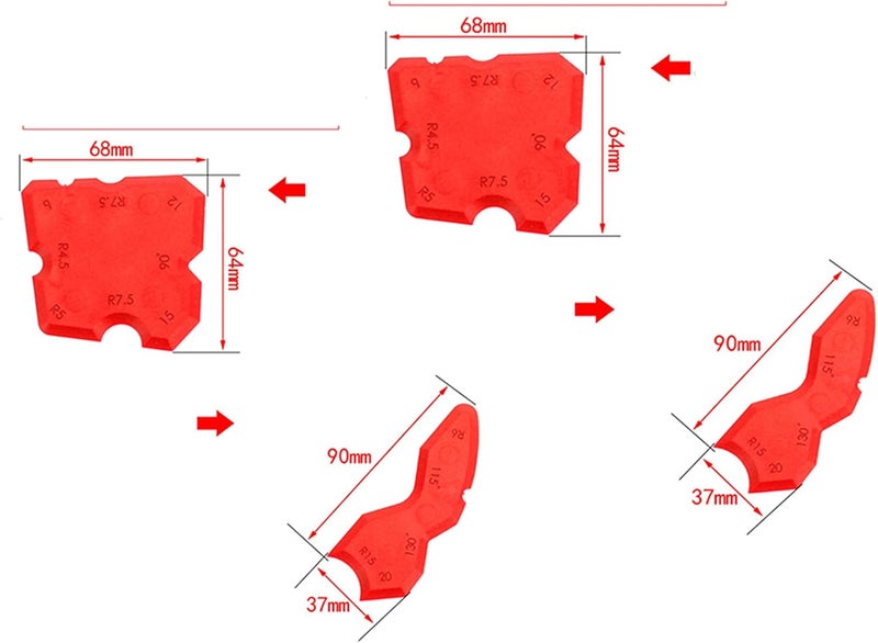 ويوبلز مجموعة أدوات بديلة من 4 قطع لتطبيق السيليكون الاحترافي لحشو الفواصل من فوجي، تتضمن مكشطة لمواد مانعة للتسرب، ومكشطة لتسوية الفواصل. - Image 5