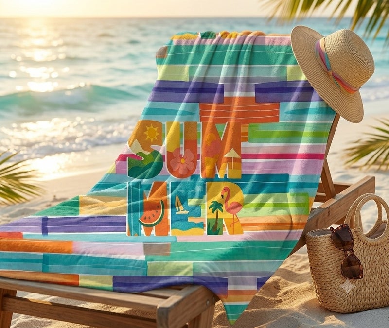 SUMMER Beach Towel – Flamingo Print – Multicolor – 140 × 70 cm - Image 2