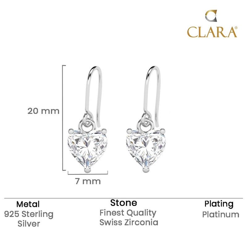 CLARA 925 Sterling Silver Heart's Desire Solitaire Pendant Earrings Chain Necklace Jewellery Set | Platinum Plated, Swiss Zirconia |Gift for Women and Girls - Image 5