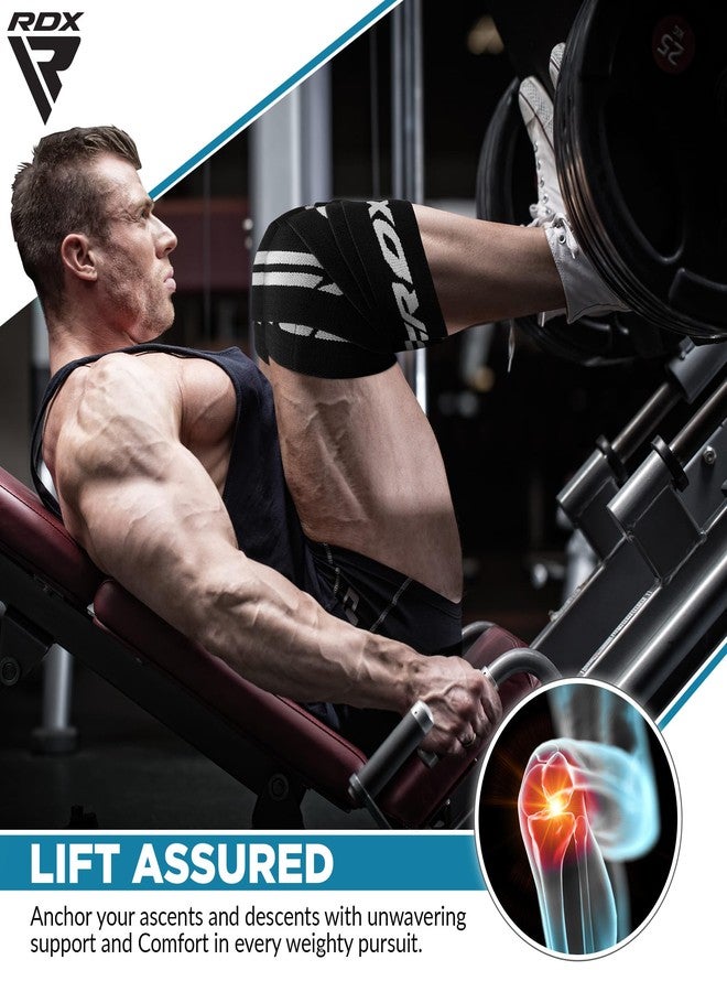 RDX Knee Wraps Pair Weightlifting, IPL USPA Approved, 78” Elasticated Straps for Gym Workout Fitness Squats Powerlifting,Men Women Training, Squatting Leg Press - Image 3