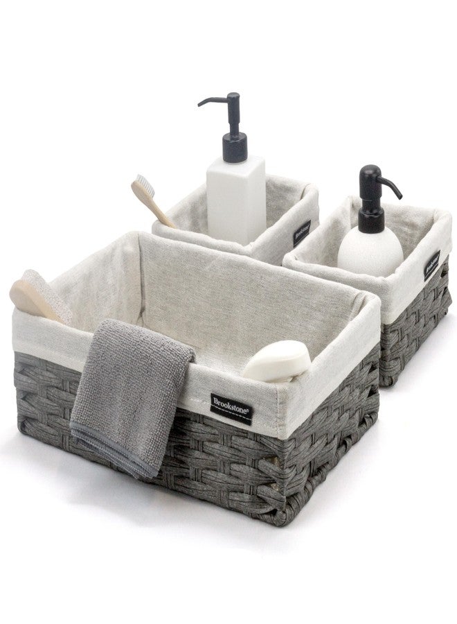 Brookstone Wicker Shelf Storage Basket Decorative Shelf Bin, bathroom organizers and storage, Boho Living Room Decor, Spring Storage 2026-3 Piece Set - Image 5