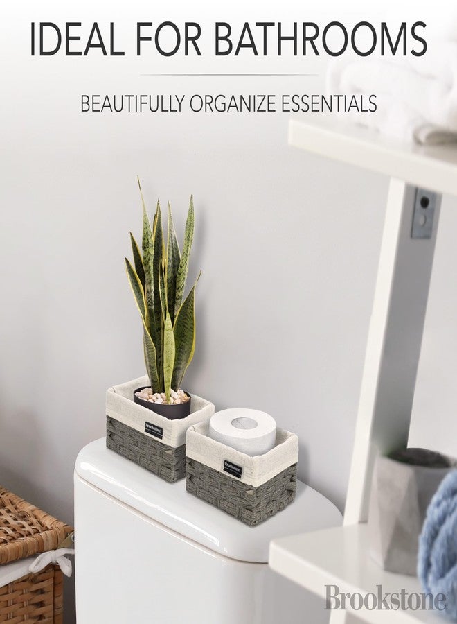 Brookstone Wicker Shelf Storage Basket Decorative Shelf Bin, bathroom organizers and storage, Boho Living Room Decor, Spring Storage 2026-3 Piece Set - Image 2