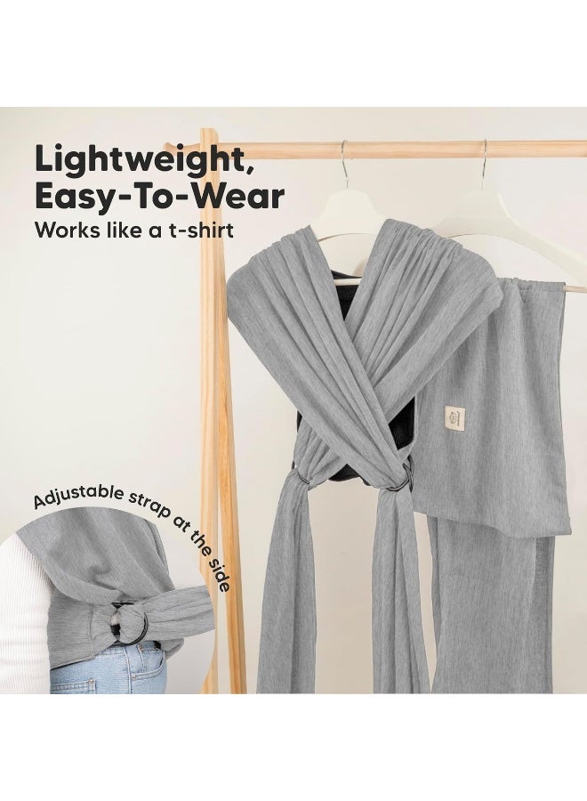 KeaBabies Baby Wrap Carrier Ring Sling - Easy to Wear, Adjustable D-Lite Baby Carrier Newborn to Toddler, Infant Carrying Shirt, Hands Free Bonding, Breathable Fabric Wearing Wrap (Classic Gray) - Image 3
