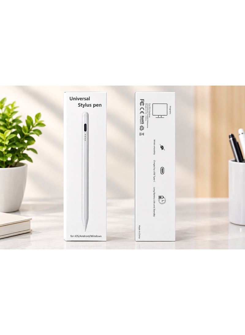 JESR AL AHLAM Stylus Pen for All iPad, Tablet & Mobile Devices – Rechargeable 1.2mm Fine Point Active Stylus Pencil with Palm Rejection, Magnetic USB Charging & High Precision for Drawing, Writing & Note Taking – Compatible with iPad Pro 11/12.9, iPad 10/9/8/7/6, Air 5/4/3, Mini 6/5 and Most Touchscreen Electronic Gadgets (White) - Image 3
