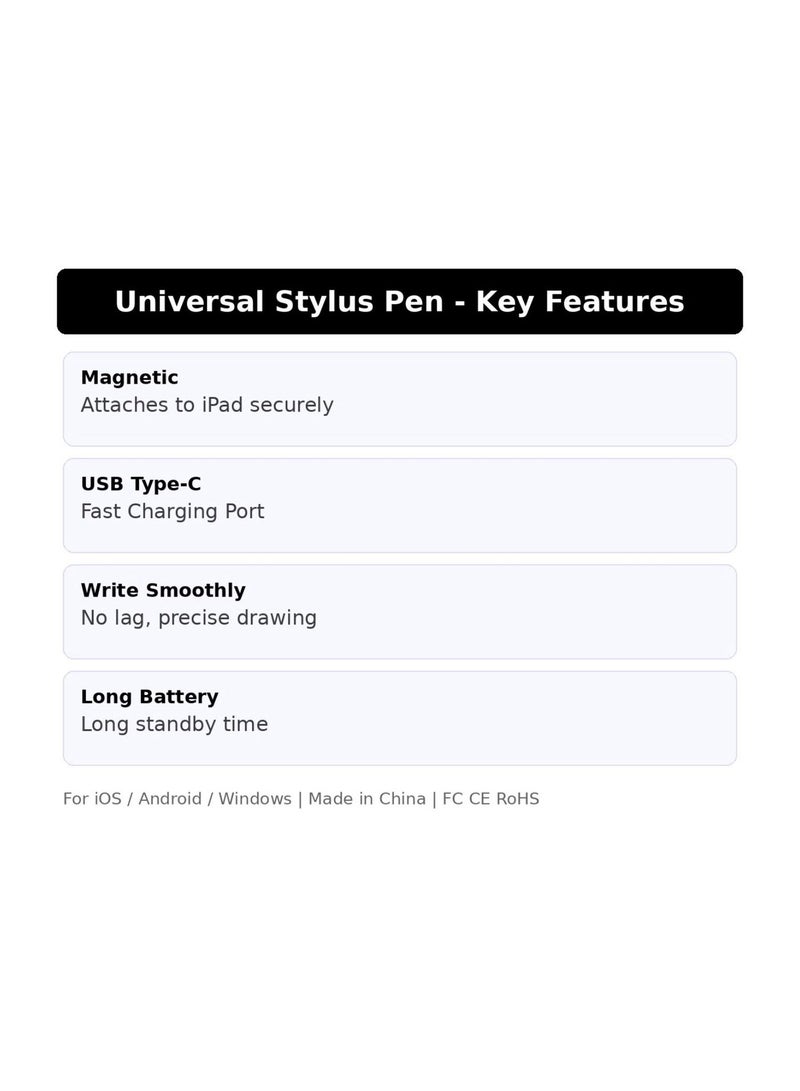JESR AL AHLAM Stylus Pen for All iPad, Tablet & Mobile Devices – Rechargeable 1.2mm Fine Point Active Stylus Pencil with Palm Rejection, Magnetic USB Charging & High Precision for Drawing, Writing & Note Taking – Compatible with iPad Pro 11/12.9, iPad 10/9/8/7/6, Air 5/4/3, Mini 6/5 and Most Touchscreen Electronic Gadgets (White) - Image 5